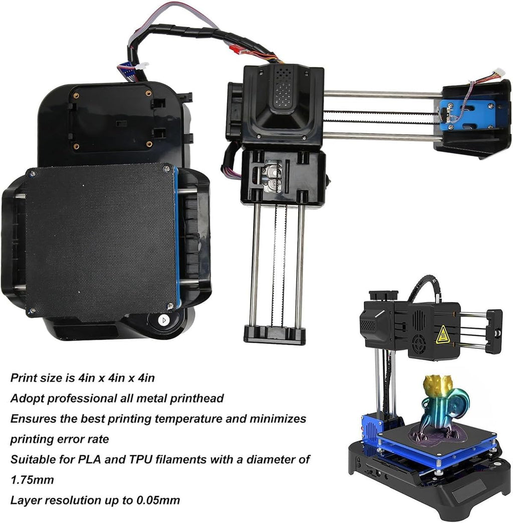 Mini 3D Printer for Beginners, High Precision & Stability, Ideal for Kids and Student Educational Projects