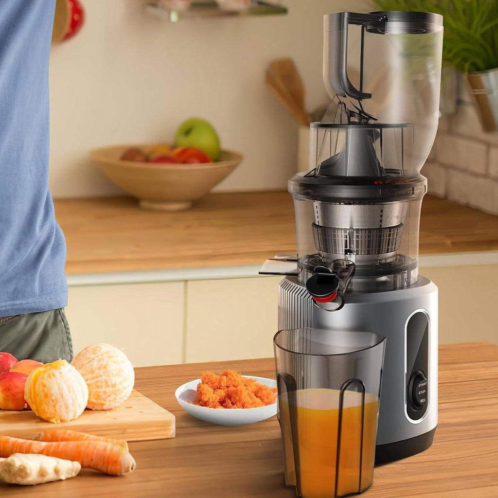 Cold Press Juice Extractor, Slow Masticating Juice Extractor, Cold Press Slow Blend Juice Extractor, Wide Juice Tank For Vegetable And Fruit Juice, High Juice Yield, Easy To Clean (Gray)