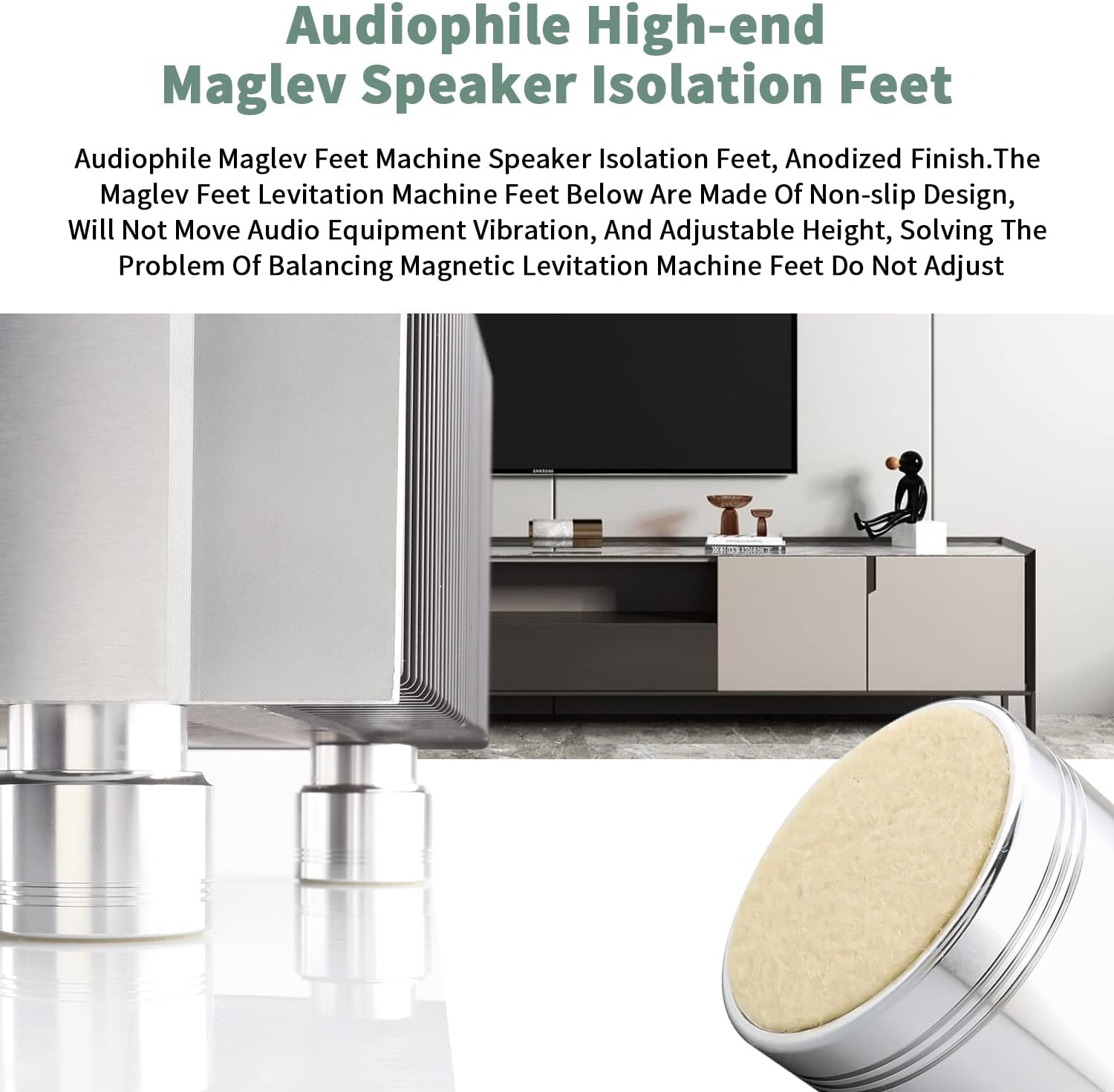 Tertullus 4PCS Amplifier Aluminum Feet Sound Isolation Spikes Maglev Feet HiFi Audio Stand Mat (53mm×50mm)