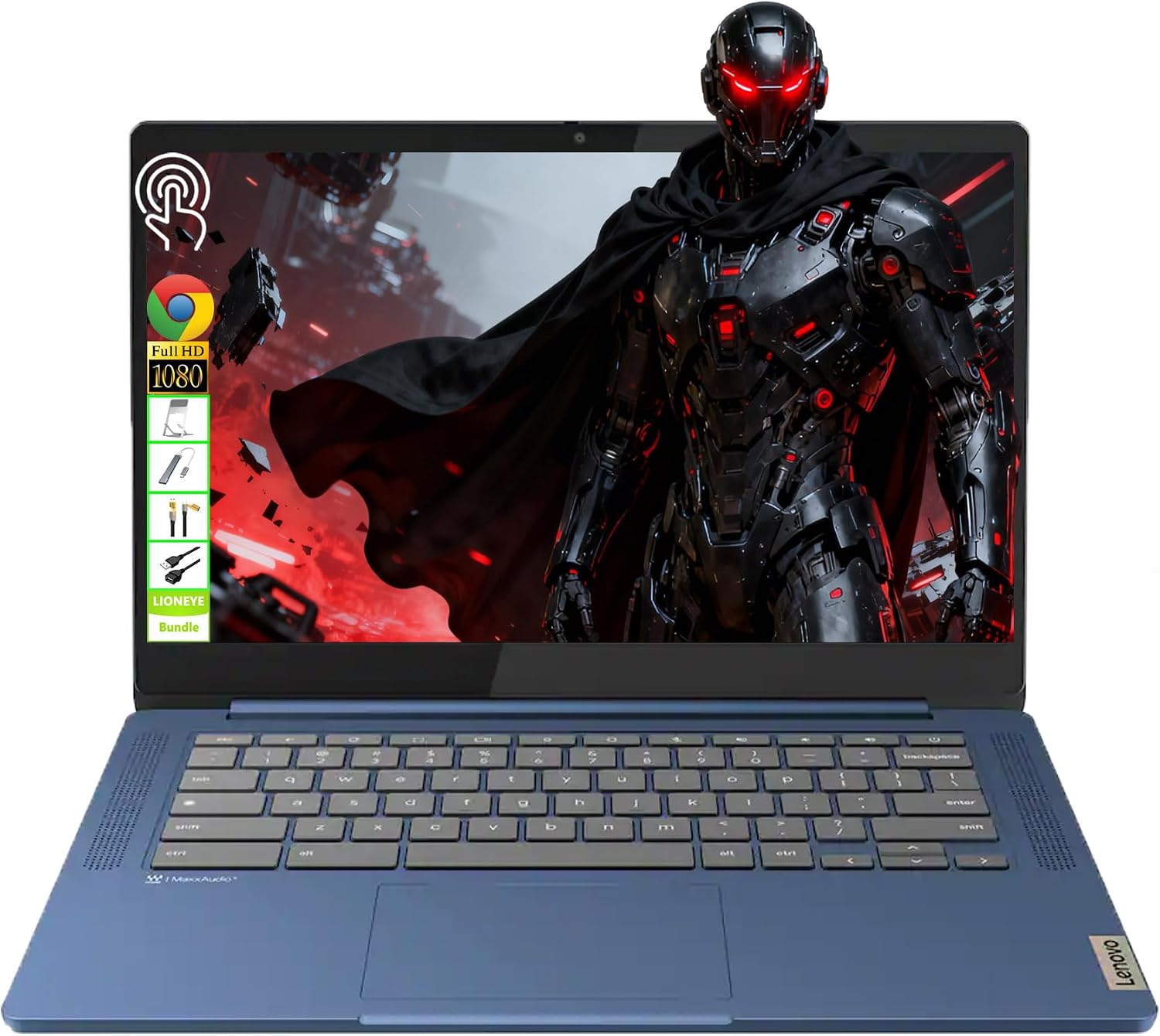 Lenovo IdeaPad Slim 3 Chromebook 14' FHD Touchscreen Laptop, MediaTek Kompanio 520, 4GB RAM, 64GB eMMC + 64GB USB Flash Drive, Budget-Friendly for Students, Everyday & Simple Users,Chrome OS,LE Bundle