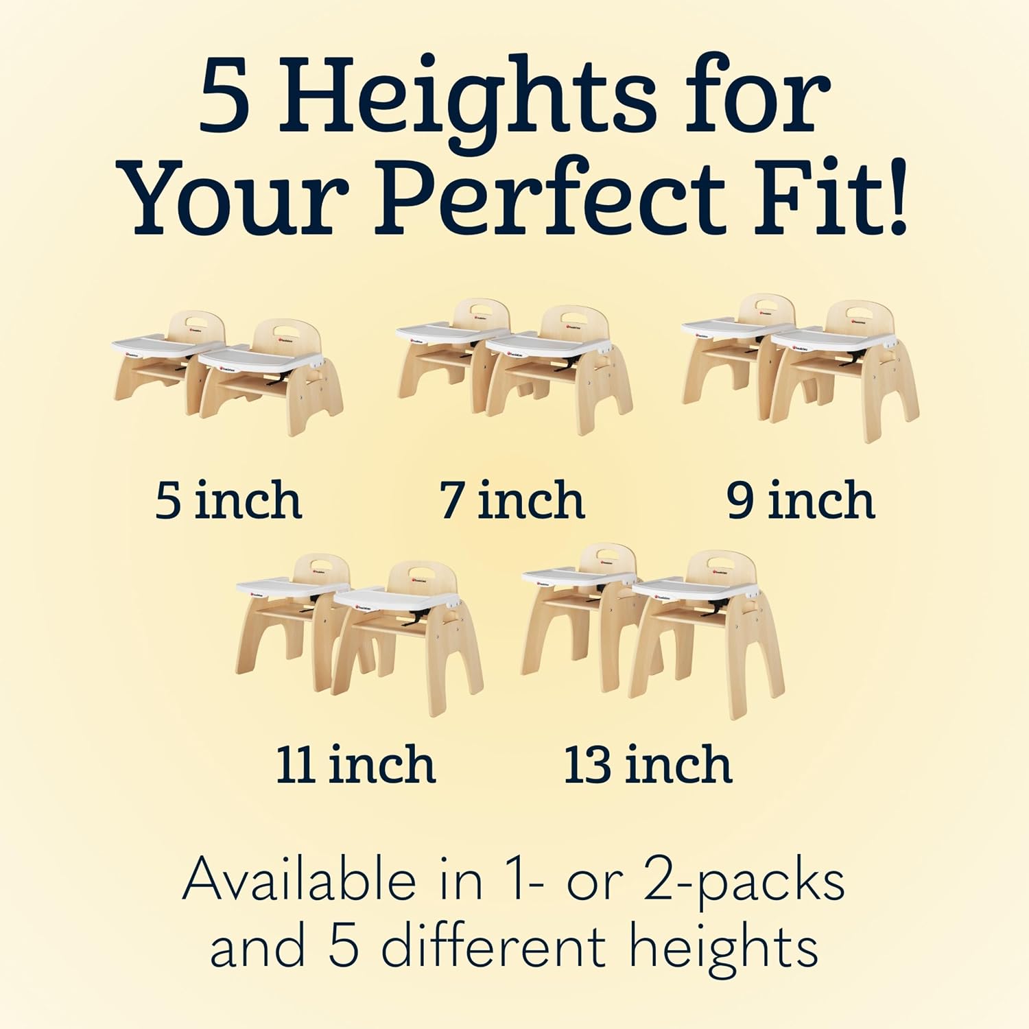 Foundations Easy Serve 7' Wood Feeding Chair for Toddlers, Adjustable Harness, Removable Dishwasher Safe Tray, 'No Tip' Base, Baltic Birch Plywood
