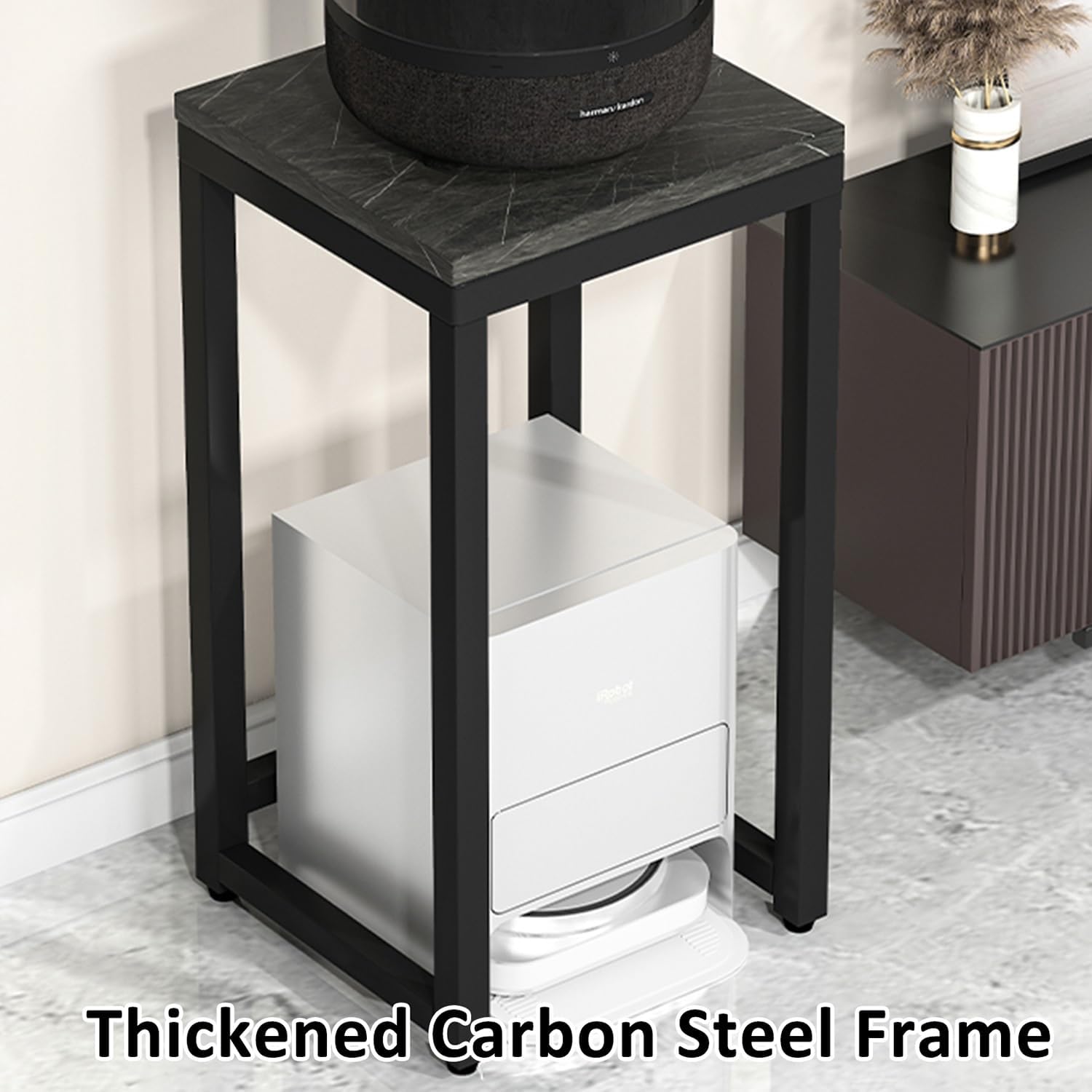 Portable Audio Rack & Game Console Stand - Media Storage Shelf for Projector & Entertainment Center - Gaming Cabinet for Living Room & Meeting Room (White, 25x25x53cm)