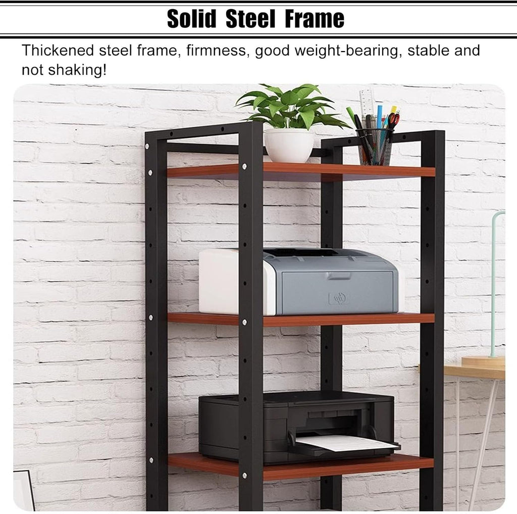Heavy-Duty Audio Equipment Stand on Wheels, 4-Tier Black Storage Shelf for Home Media Organization, Mobile AV Rack, Durable Media Console for Entertainment Setup