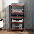 SOBS Media Storage Cabinet, Adjustable 5-Tier Wooden Shelves Audio Video Media Stand Component Cabinet and Stereo Rack Audio Tower Stand for Home/Office/Theater