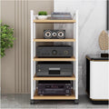 Audio Component Rack Media Stereo Stand Equipment Shelf 3 4 5 Tier, Free Standing Heavy Duty Media Storage Stands on Wheels, Commercial Home（White-#2-5 layer）
