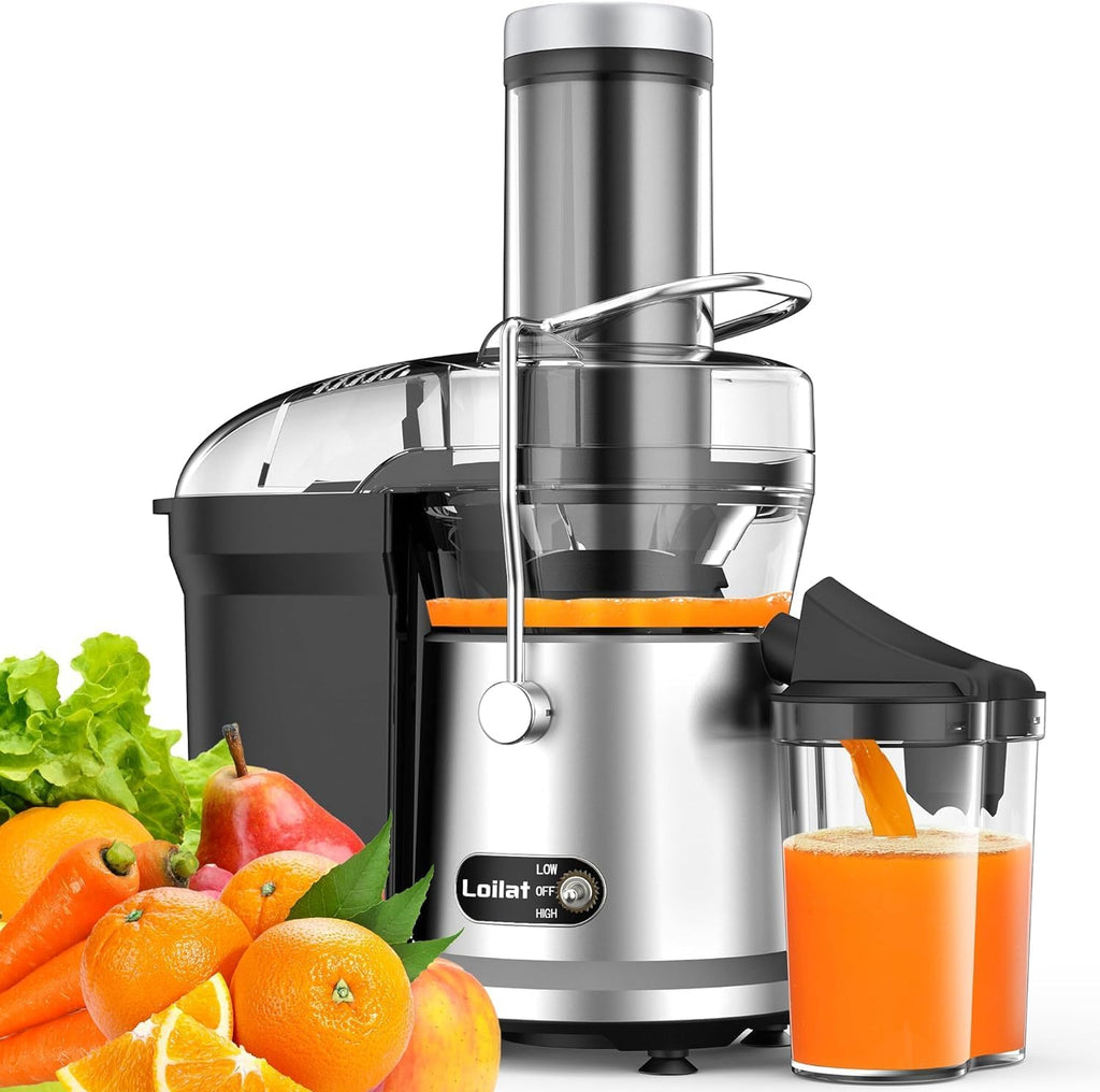 Juicer Machine, 1200W Juicer with 3' Feed Chute for Whole Fruits and Veg, Dual Speeds Centrifugal Juice Extractor, High Juice Yield, Full Copper Motor, Easy to Clean, BPA Free, JE2106