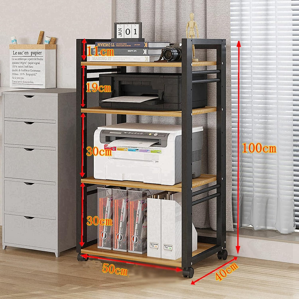 Print Stand 4-Tier Printer Stand with Wheels Adjustable Height Rolling Printer Cart with Storage Shelf Printer Table for Mini 3D Printer Printer Table