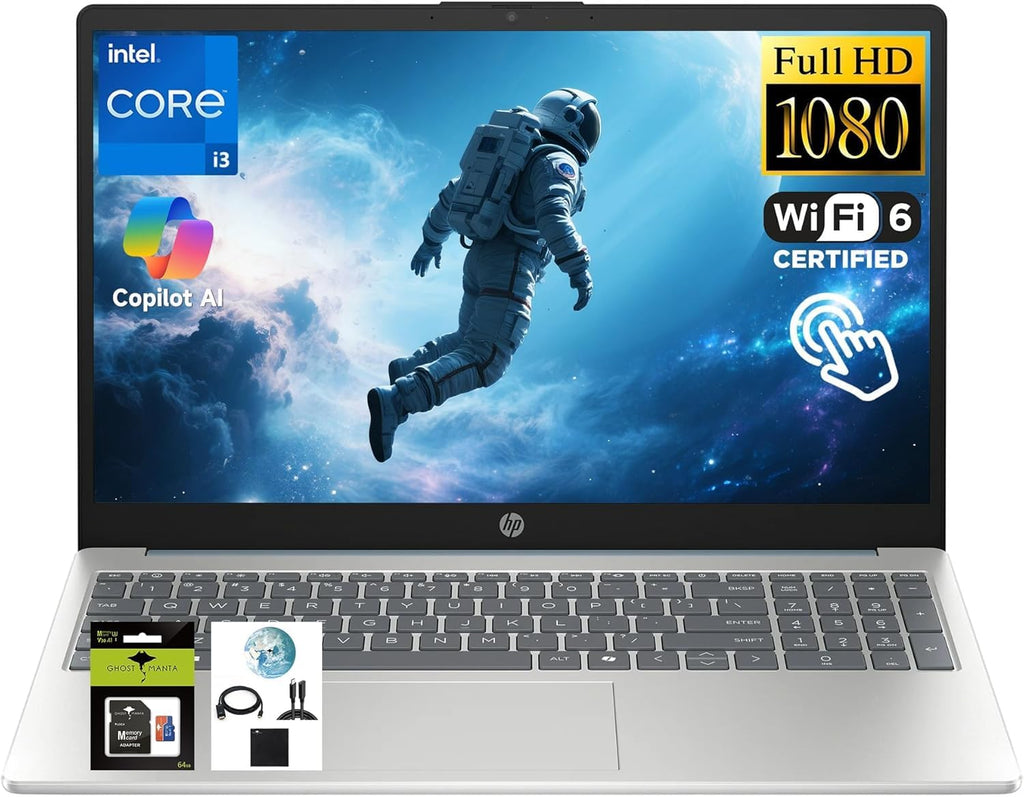 HP 15.6' FHD Touch Screen Student Laptop, 8-Core Intel Core i3-N305(Up to 3.8GHz) 8GB DDR4 RAM 512GB SSD, Laptop Computer with HD Private Webcam Fast Charge Copilot AI WiFi 6 Win11, w/GM Accessory