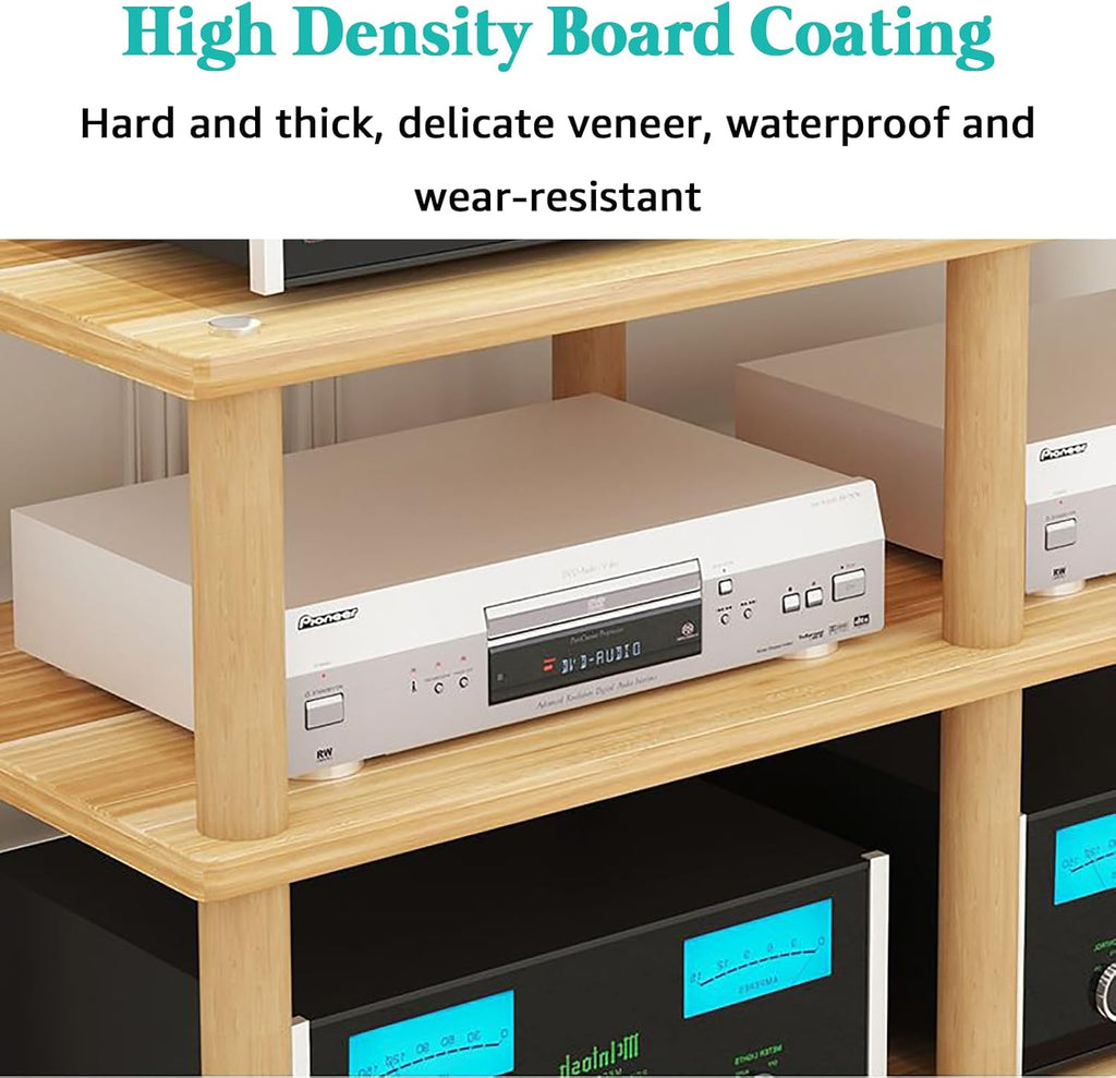 AV Media Stand 2/3/4 Tier Record Player DVD CD Audio Rack Tower Holder, Adjustable Media Storage Cabinet, Entertainment Stereo Racks Equipment Console Shelf,White,4 Tier