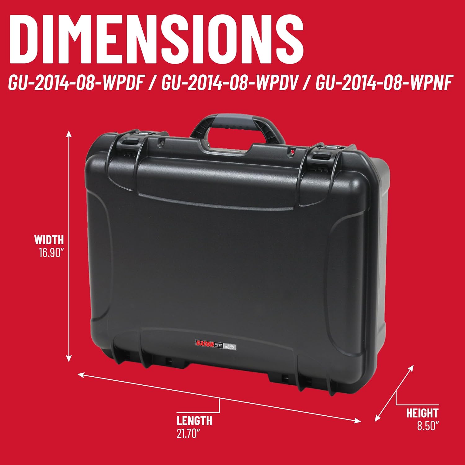 Gator Cases Titan Series Waterproof Utility/Equipment Case with Diced Foam Insert, 20' x 14' x 8' (GU-2014-08-WPDF)