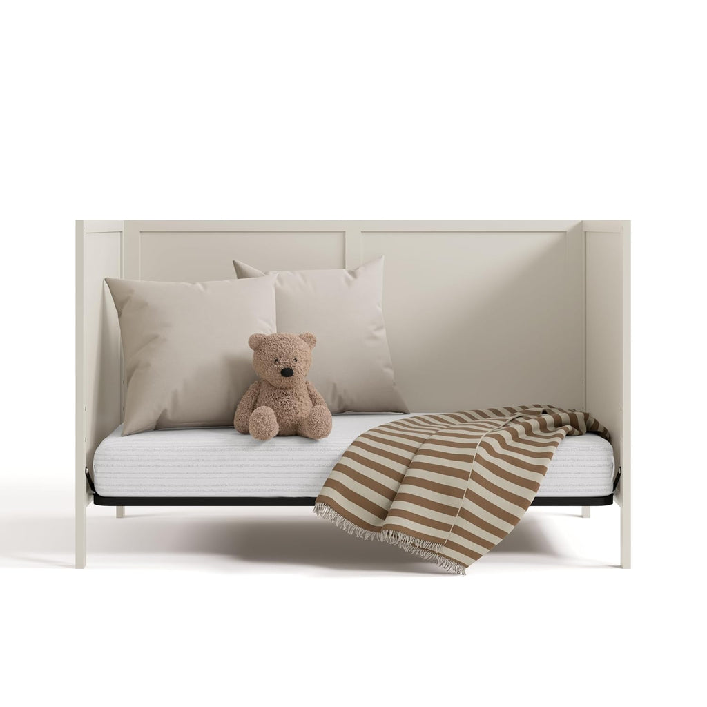 Graco Theo 3-in-1 Convertible Baby Crib - GREENGUARD Gold Certified, Converts to Toddler Bed & Daybed, Fits Standard Full-Size Baby Crib Mattress, 4 Adjustable Mattress Heights (Frosted Oat)
