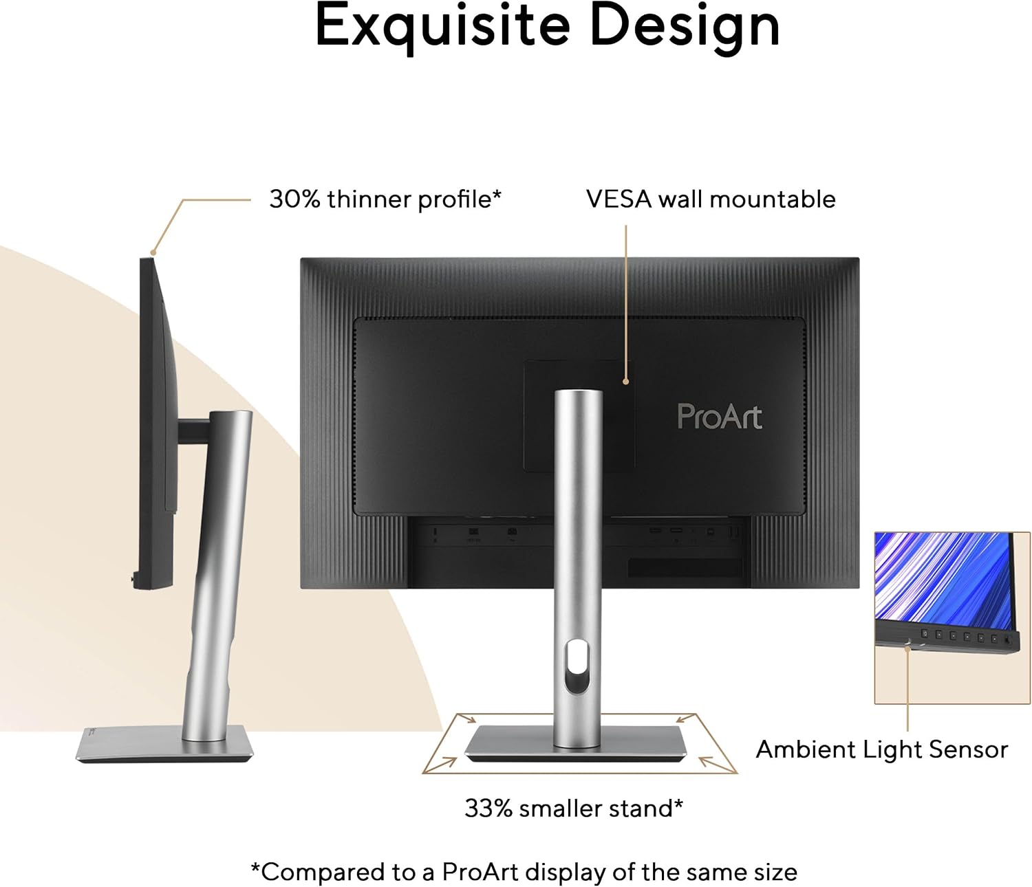 ASUS ProArt Display 27' 1440P Professional Monitor (PA278QGV) – IPS, QHD (2560 x 1440), 95% DCI-P3, Color Accurate, ΔE<2, Calman Verified, 120Hz, HDR-10, Light Sync, Ergonomic, 3 yr Warranty
