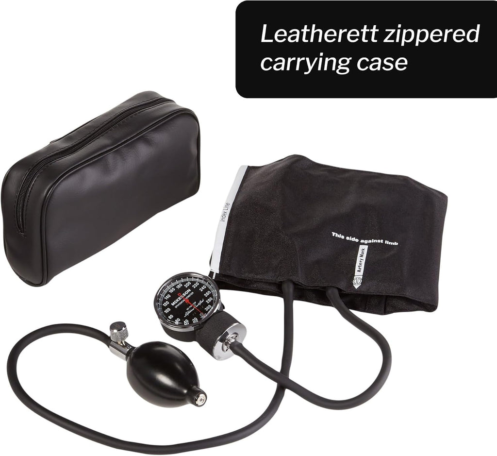 McKesson Aneroid Sphygmomanometer – Manual Blood Pressure Cuff Monitor with Carrying Case, Cuff 23-40 cm, Black, 20 Count