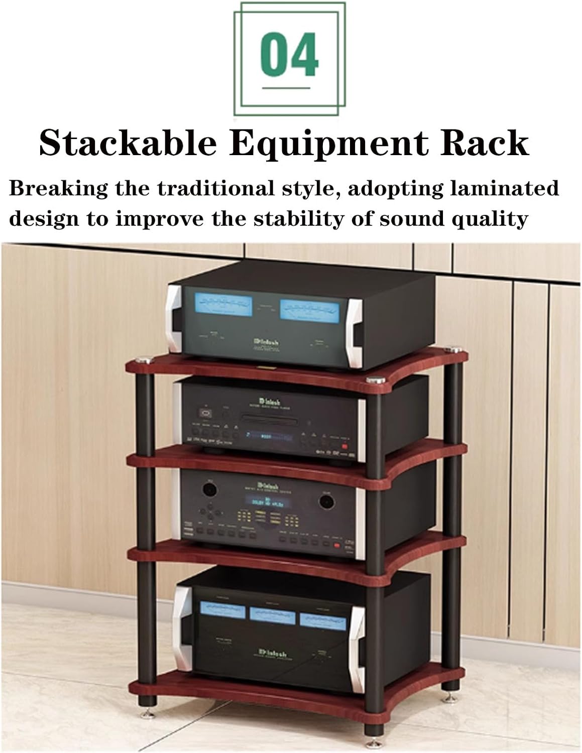 1/2/3/4 Tier Hifi Stand, AV Media Stand, Audio Storage Rack, Audio Rack Stand, Stackable Equipment Rack, Audio Rack Tower Heavy Duty for Audio Equipment, AV Component Media Stand for Home Office