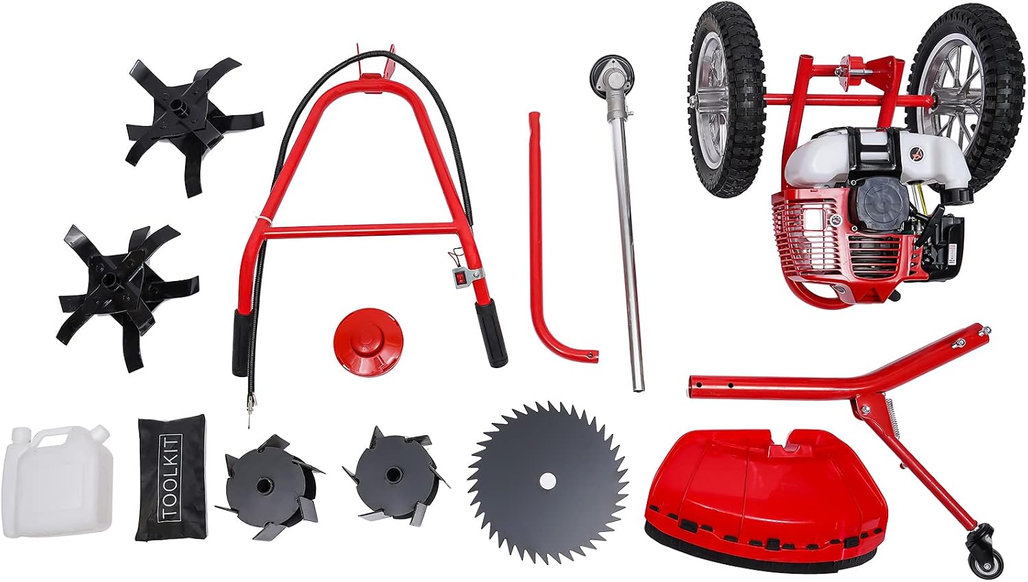 Two Stroke Lawn Mower,49CC 2 Stroke Gas Mower Grass Trimmer Brush Cutter Hand Push Weeding Machine, Portable Hand Push Gasoline Lawn Mower New