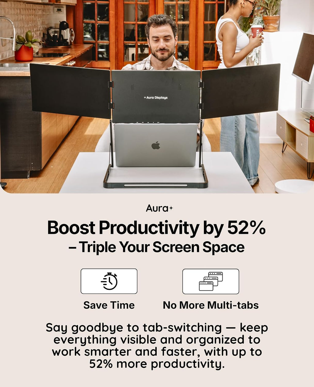 Triple Aero Pro Max 15.6'| Premium Triple Portable Monitor Extender | Full Aluminum | Quad Screens | 3×15.6' FHD 1080P HDR IPS | USB-C & HDMI | Compatible with 11-18' Laptops