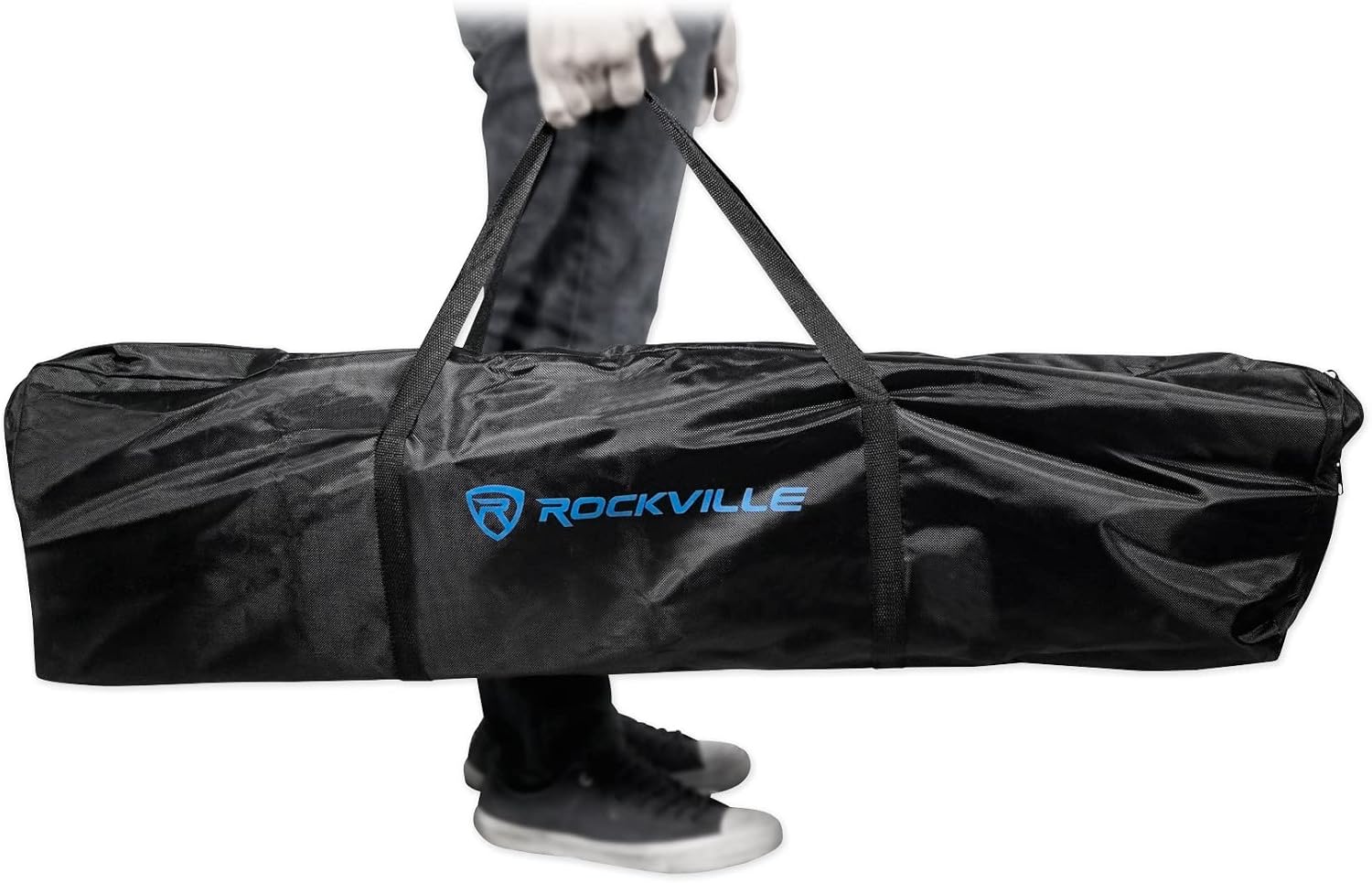 (2) Rockville RTP32W Totem Moving Head Light Stand+Black+White Scrims+Carry Bags for American DJ Vizi Beam RXONE Lights