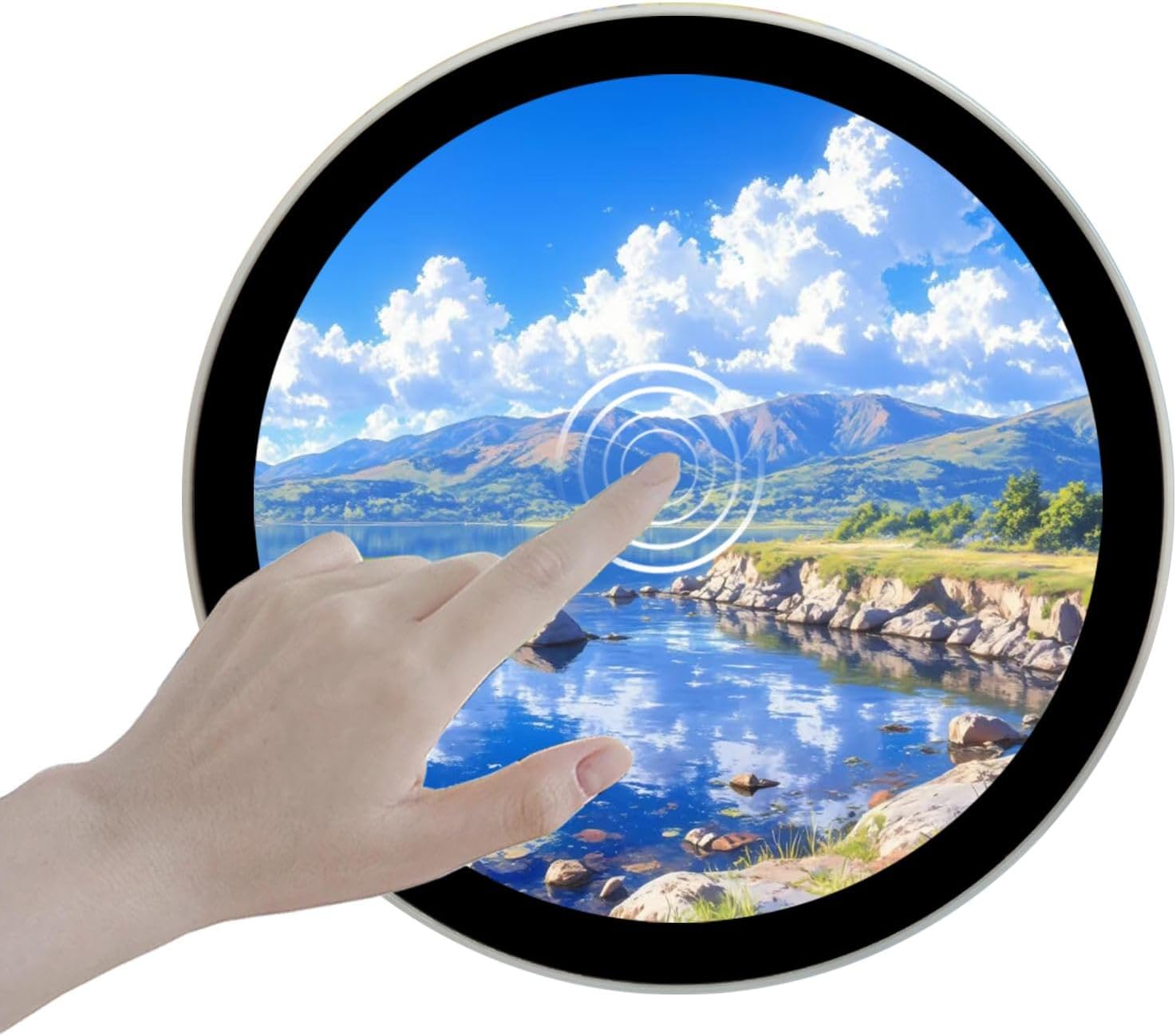 VSDISPLAY 5 Inch Round Touch Display Monitor 1080x1080 Resolution 400Nits IPS LCD Screen Supports Mini H Video Input