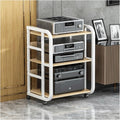 Audio Rack Stereo Rack Adjustable Audio Equipment Rack Audio Open Rack Cabinet Wooden with Wheels HiFi Rack Audio-Video Shelving(Wei�,3 Tier)