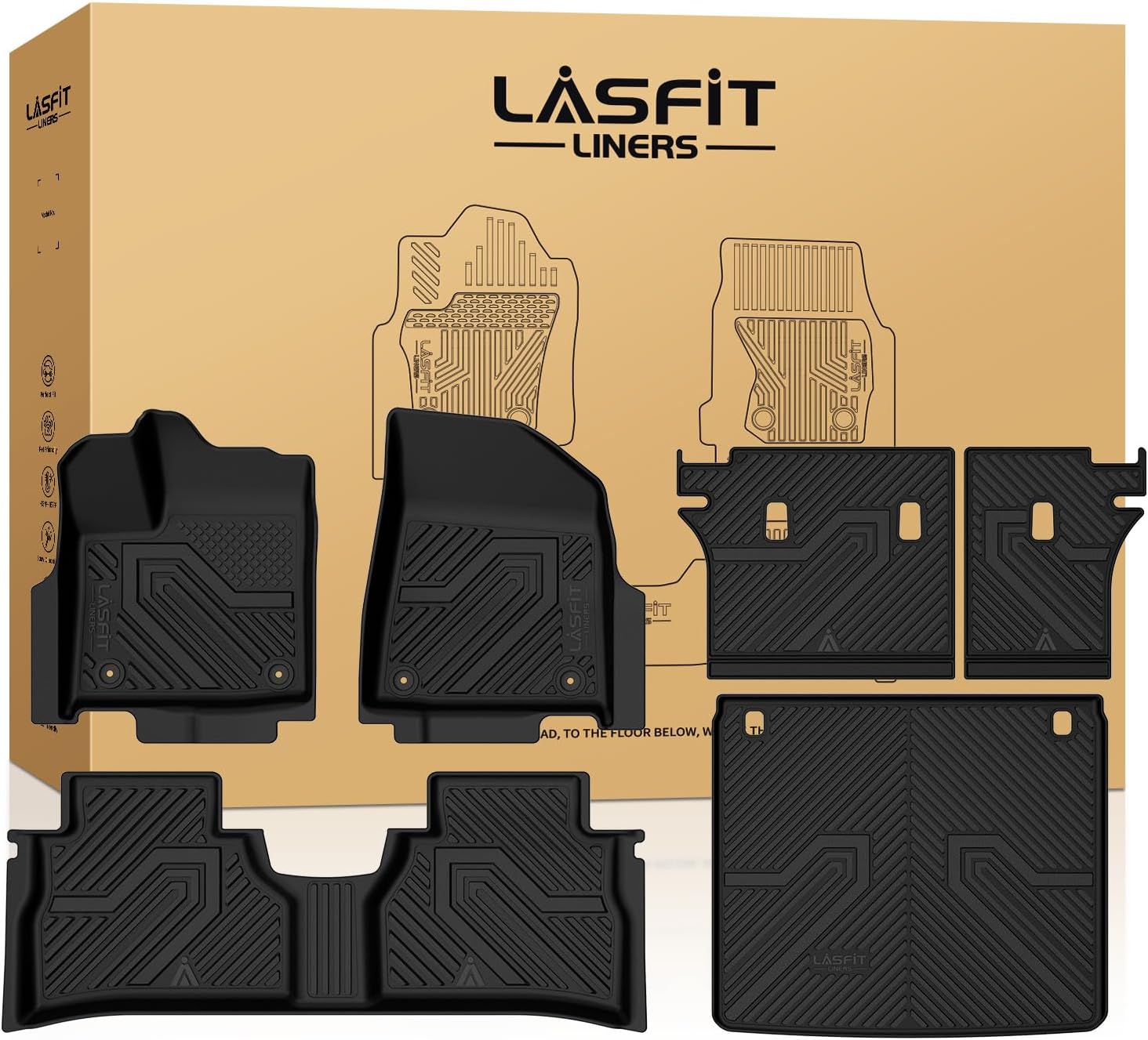 LASFIT Floor Mats & Seatback Mats & Cargo Mat for Nissan Murano 2025-2026, Custom Fit All Weather TPE Easy Clean Durable Floor Liners Car Mats for 2025-2026 Murano, Black