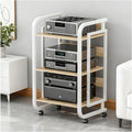 HiFi Rack Audio Cabinet for Media Component with Wheels and Adjustable Wooden Shelves Sturdy Storage Rack for Record Player, TV Box, Amplifier(White,50x42.5x70cm)