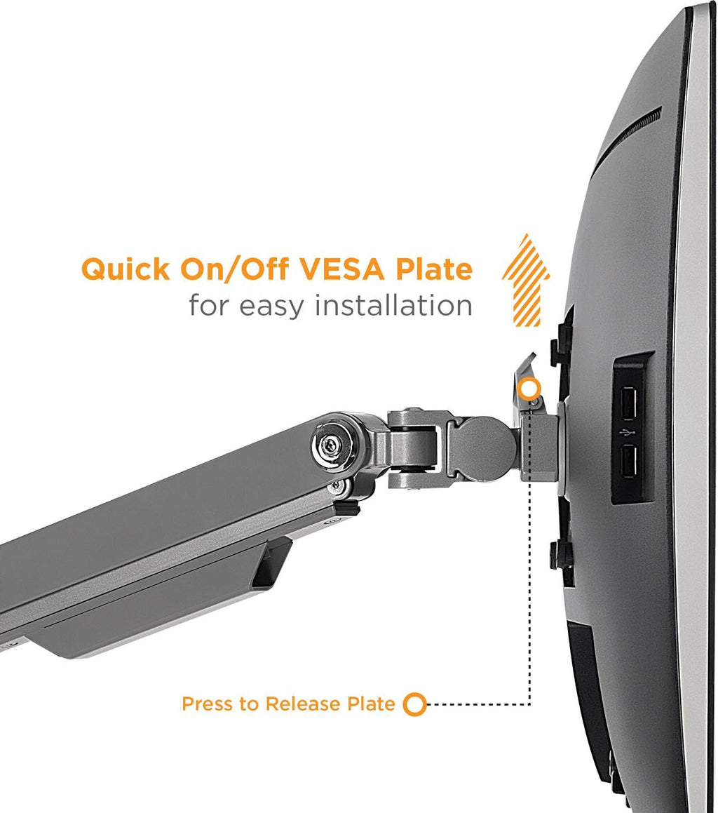 Mount-It! Dual Monitor Desk Mount with USB 3.0 Ports, Full Motion Dual Monitor Stand for 2 Screens up to 32 Inches, VESA 75x75 & 100x100, Clamp or Grommet Installation