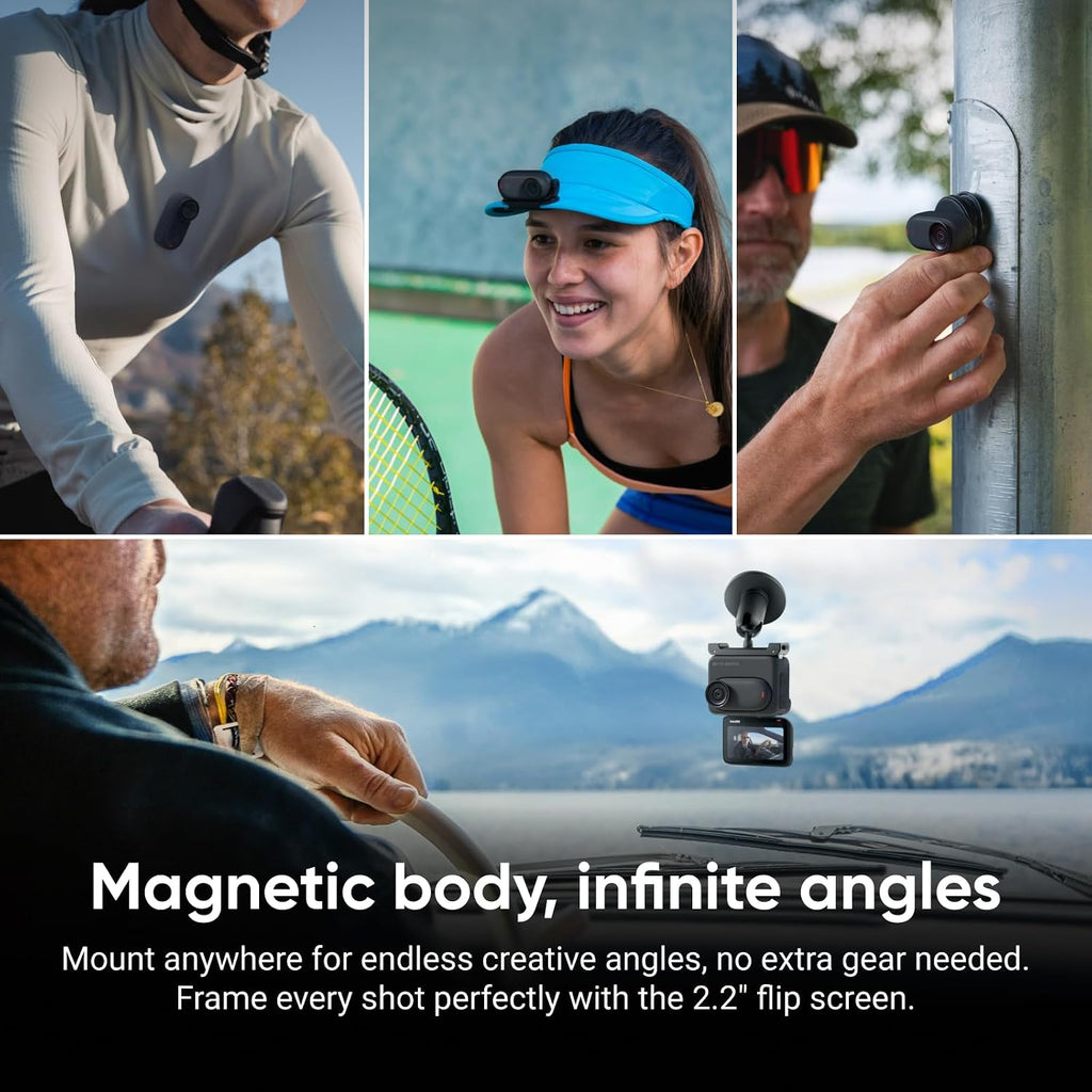 Insta360 GO 3S Cycling Multiview Bundle - 128 GB Black 4K Tiny Portable Vlogging Camera, Hands-Free POVs, Mount Anywhere, Stabilization, 140 Min Battery Life, 10m Waterproof, Pet POV, Black