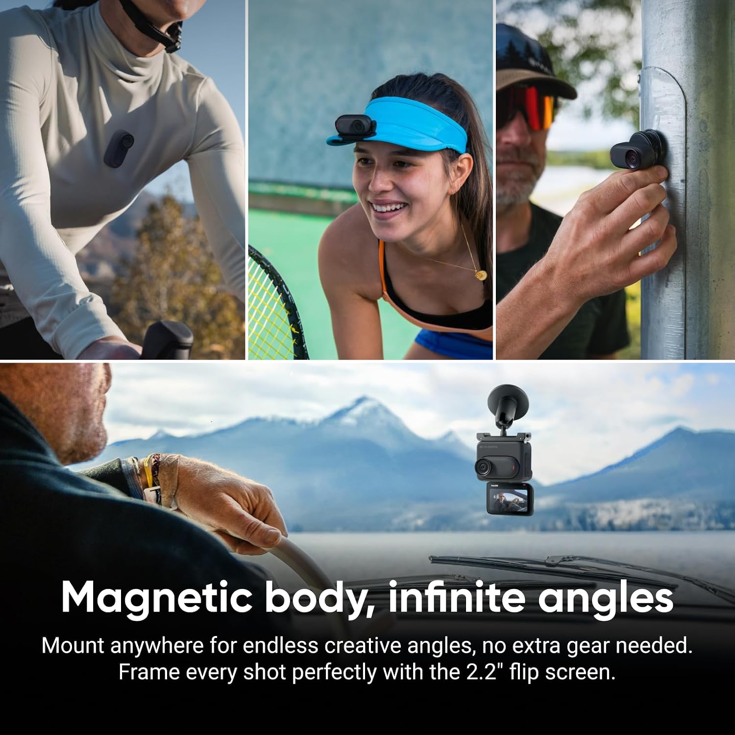 Insta360 GO 3S Cycling Multiview Bundle - 128 GB Black 4K Tiny Portable Vlogging Camera, Hands-Free POVs, Mount Anywhere, Stabilization, 140 Min Battery Life, 10m Waterproof, Pet POV, Black