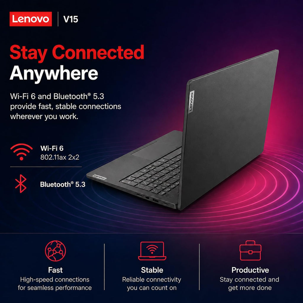 Lenovo 2026 Business and Student Laptop with MS 365 for Web, Intel Powerful Processor, 8GB DDR5, 256GB PCIE, 15.6' FHD Display, Wi-Fi 6, Fast Charging Speed, 14.5-Hour Battery Life, Windows 11 Pro