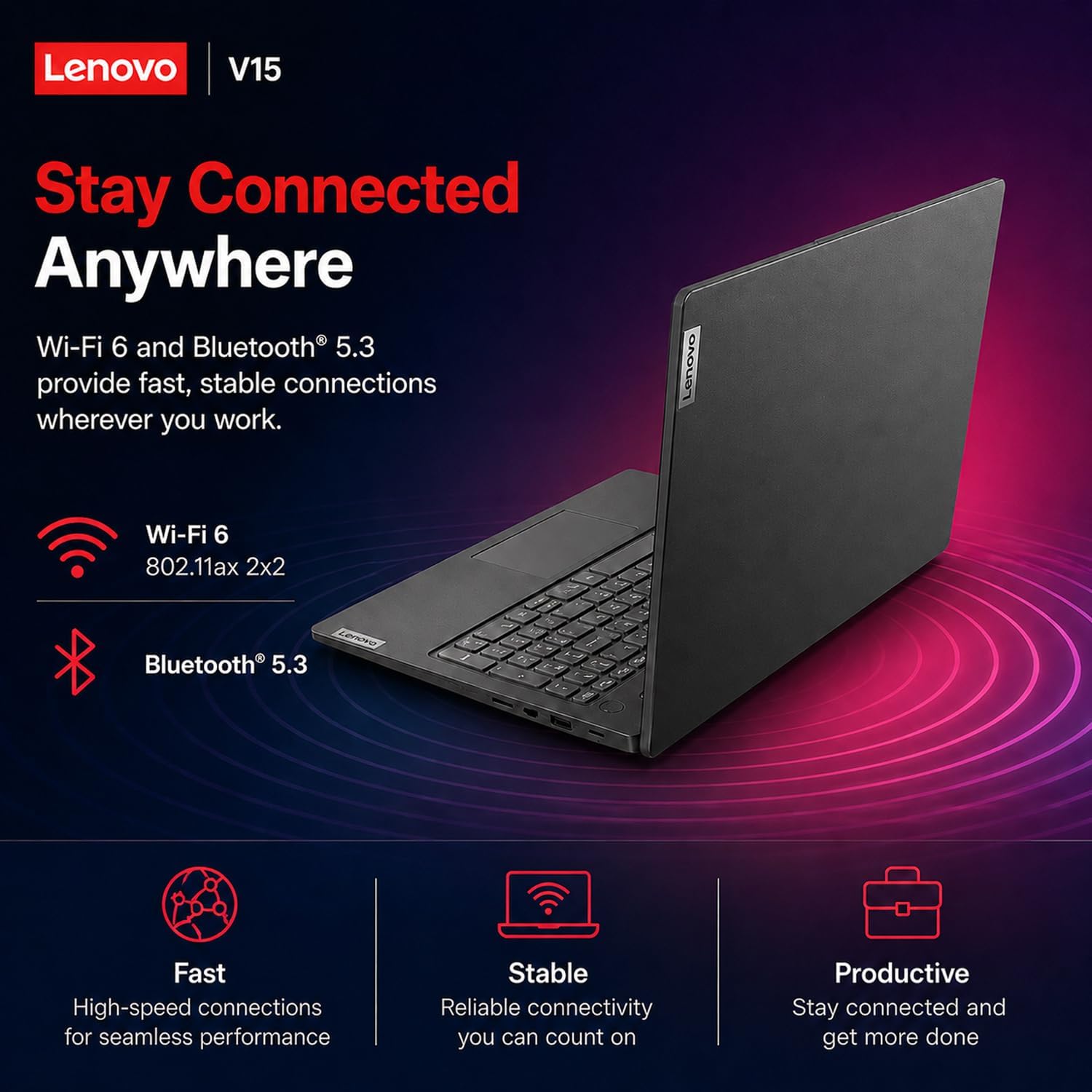 Lenovo 2026 Business and Student Laptop with MS 365 for Web, Intel Powerful Processor, 8GB DDR5, 256GB PCIE, 15.6' FHD Display, Wi-Fi 6, Fast Charging Speed, 14.5-Hour Battery Life, Windows 11 Pro