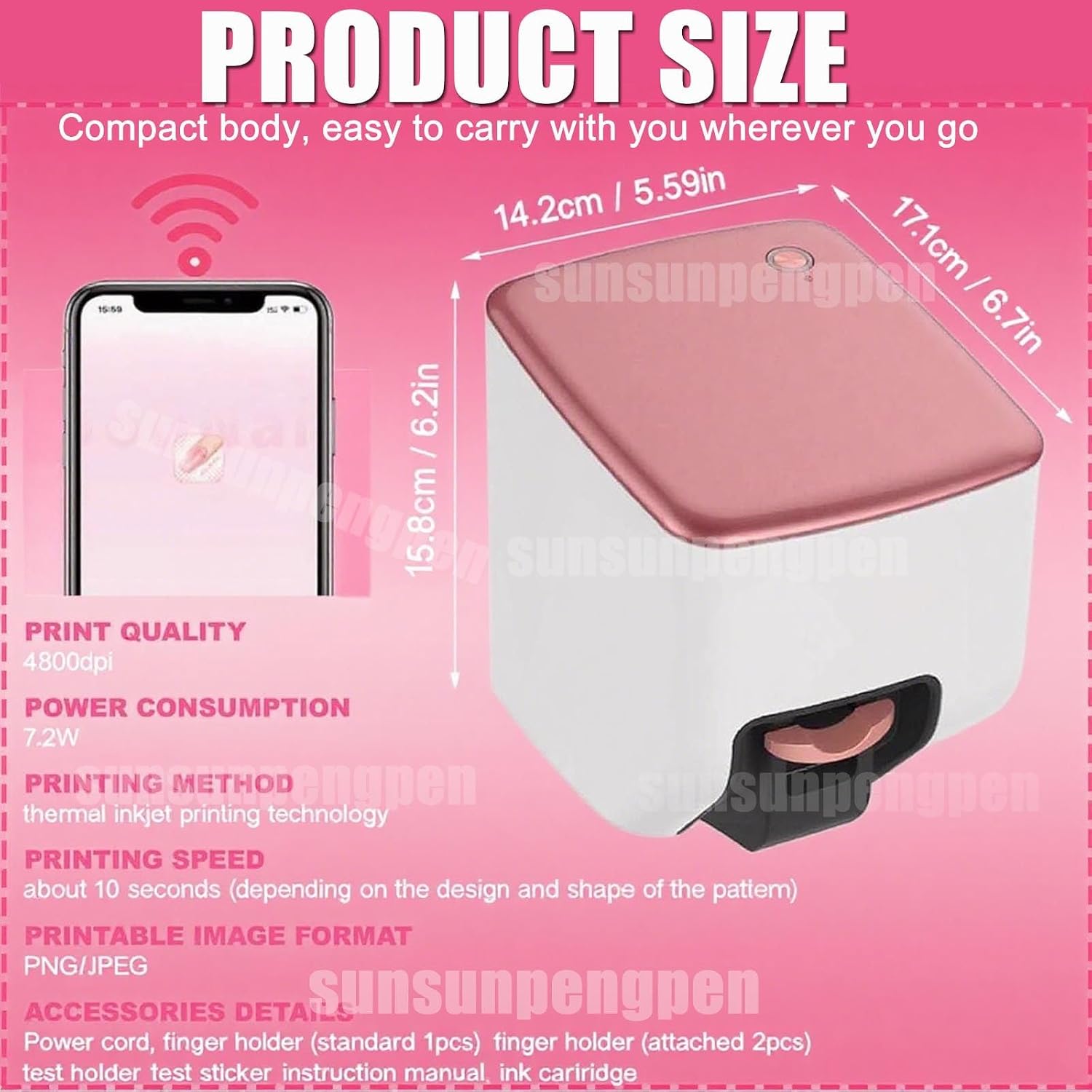 Nail Printer Nail Art Machine,Portable 3D Nail Painting Machine, 1000+ Designs, DIY Nail Printer Control Through Mobile App for Home Salon,Cute Girls Women Gift