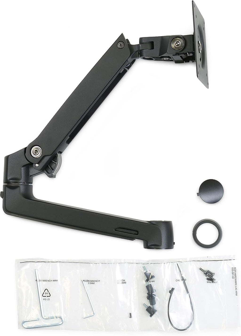 Ergotron � LX Monitor Arm, Extension, and Collar Kit � Add-on for LX Tall Pole Monitor Arms � Matte Black