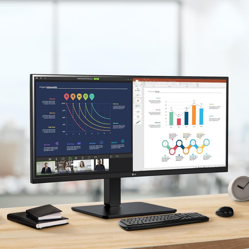 LG 34U65ZA-B UltraWide 34-Inch 3800R Curved Monitor QHD (3440 x 1440) IPS, Built-in Power, 3800R, HDR10, HDMI, DisplayPort, USB Type-C 90W PD, Built-in Speaker, Tilt/Height/Swivel Stand, Black