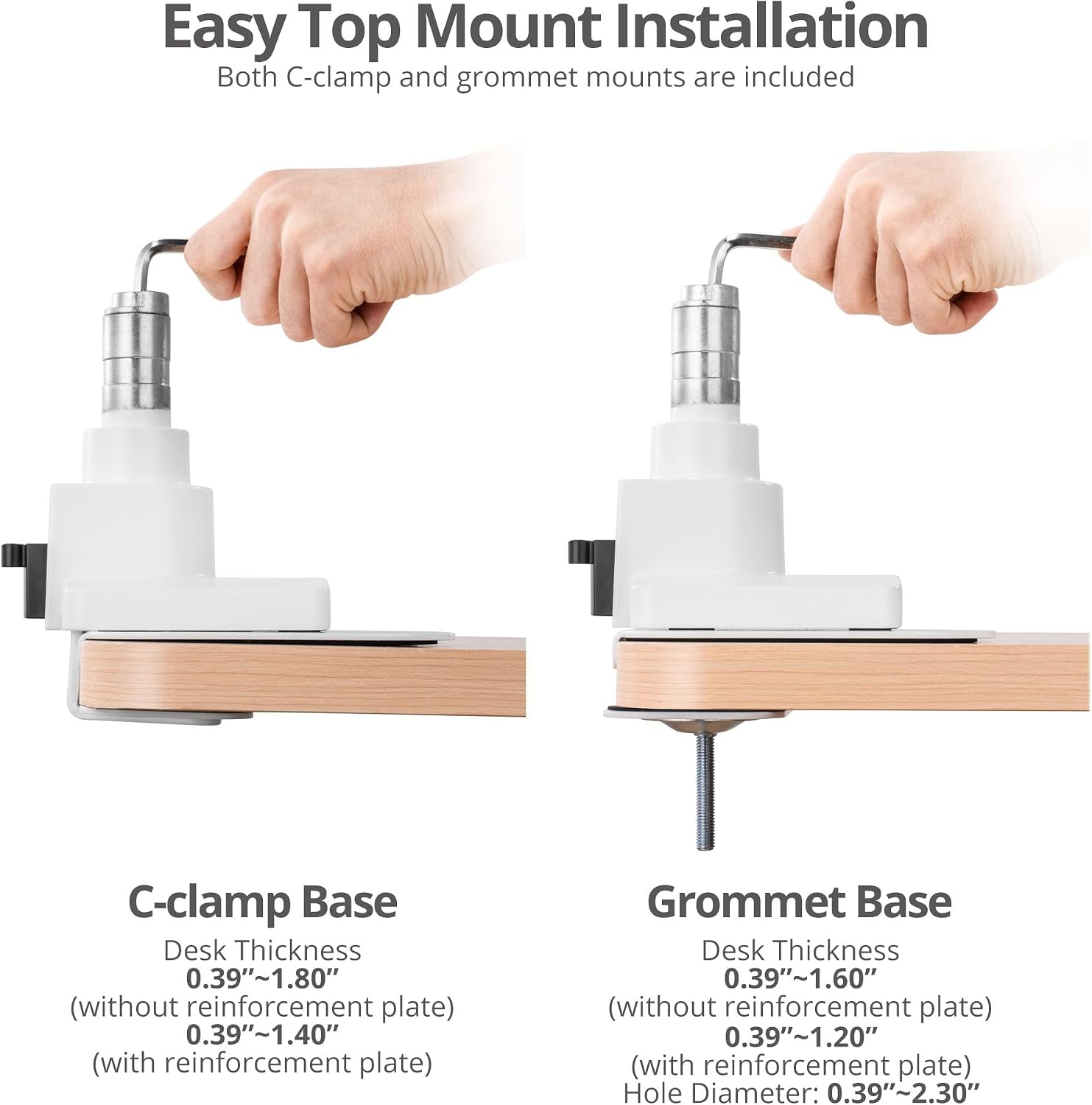 SIIG Ultra Heavy Duty Single Monitor Arm Desk Mount with USB A/C for Ultrawide Monitors up to 57 inches and 59.5 lbs - VESA 75/100/200, C-Clamp and Grommet (CE-MT3Z11-S1)