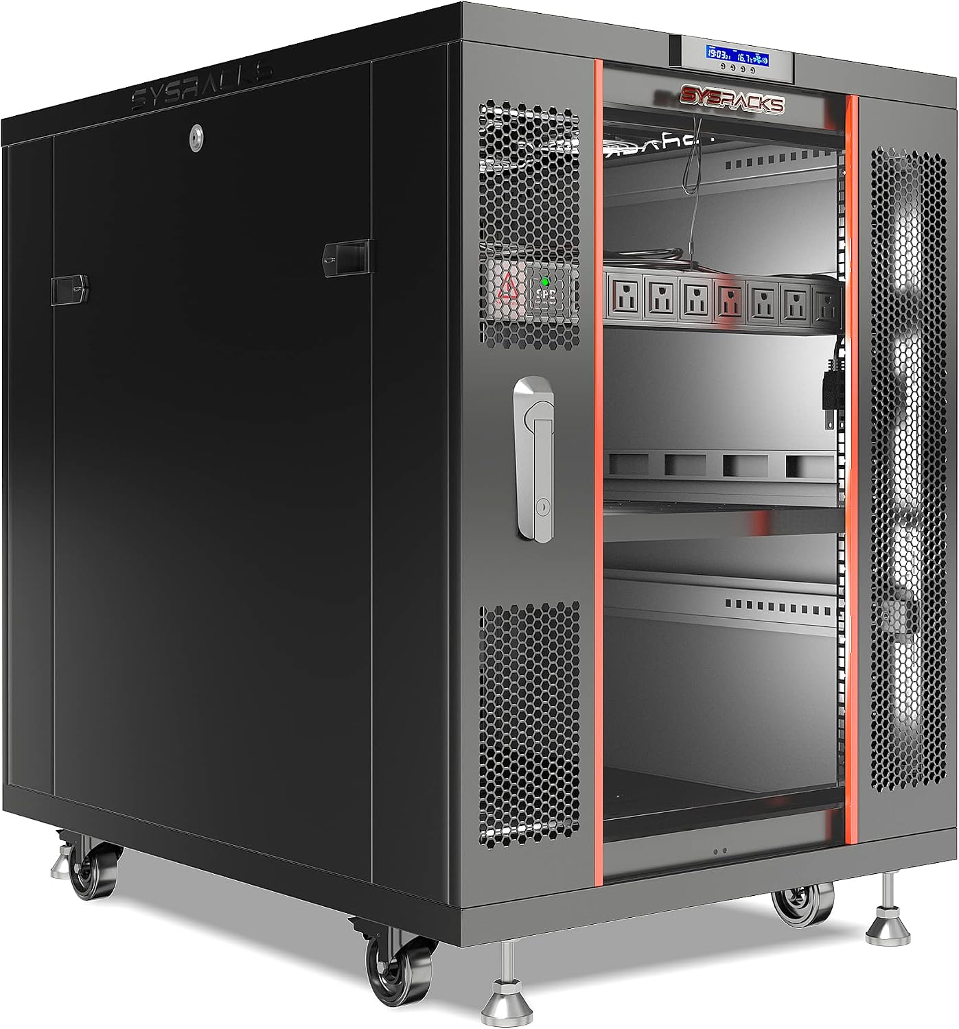 18U Home Server Rack Cabinet – 19' Floor Standing Network Rack, 39' Deep Homelab Rack with Locking Glass Door, Cooling Fans, PDU & Shelf for NAS, Router, Switch and AV Equipment