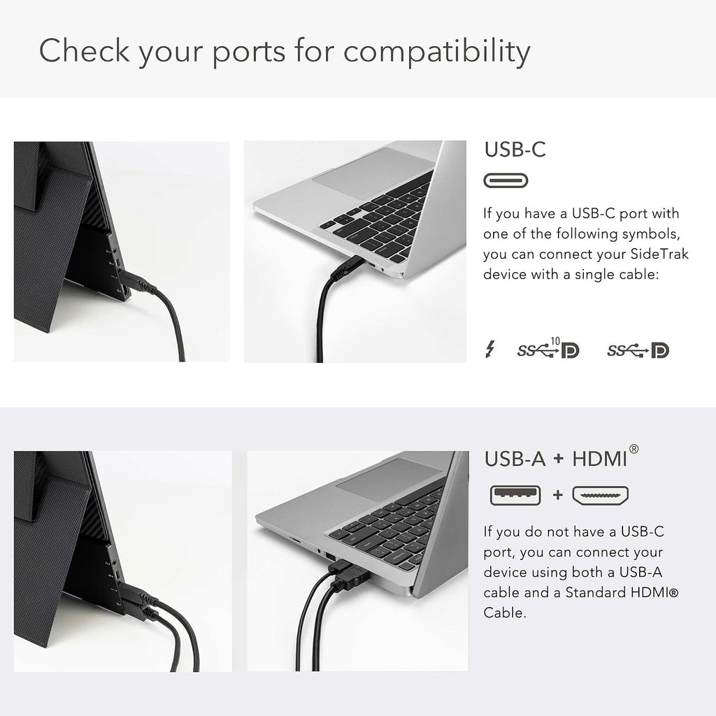 SideTrak Solo 17.3' Portable Monitor for Laptop | Freestanding Full HD LED USB Laptop Dual Screen with Cover | Compatible with Mac, PC, & Chrome | Powered by USB-C® or Mini HDMI
