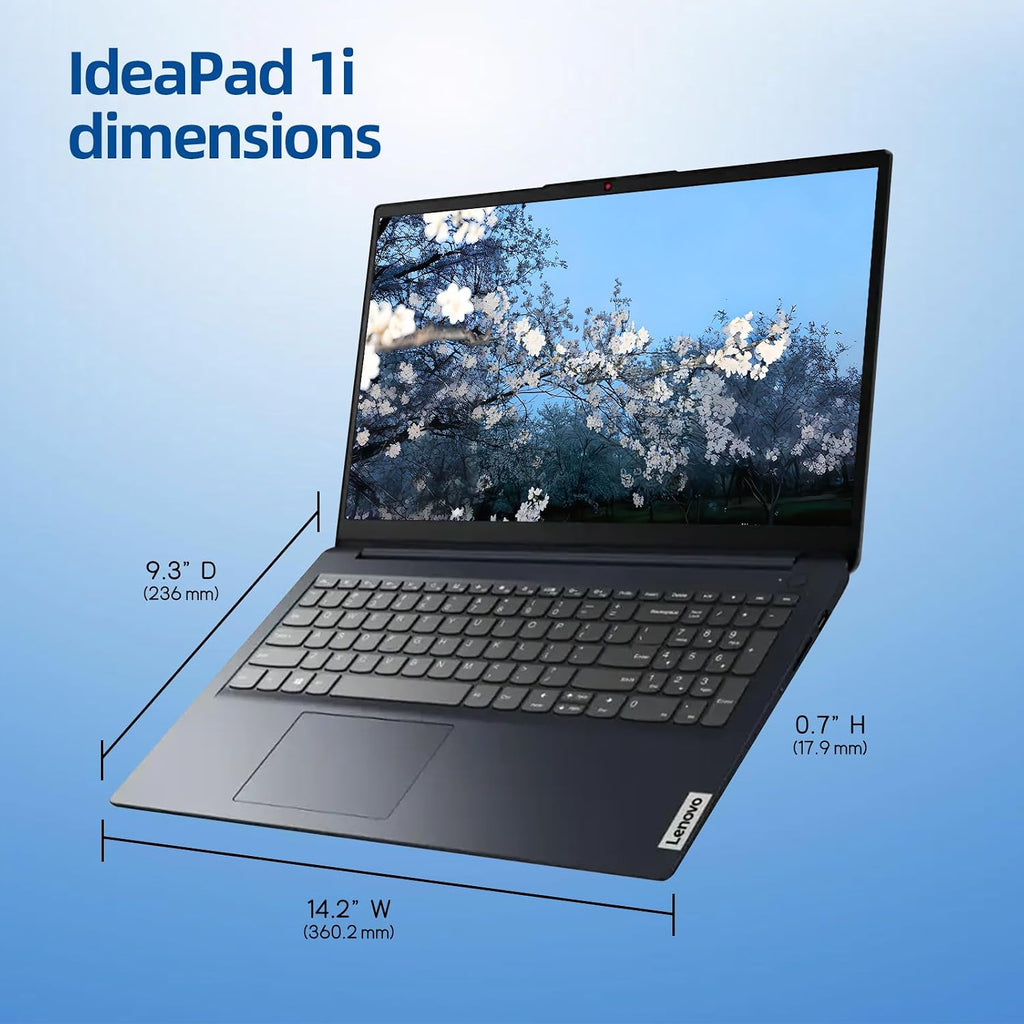 Lenovo IdeaPad Laptop, 15.6' HD LED Display, Intel Celeron Dual Core Processor, 12GB RAM, 640GB Storage(128GB eMMC + 512GB PCIe), 1 Year Office 365, Wi-Fi 6, Win11 Pro, Privacy Camera, Abyss Blue
