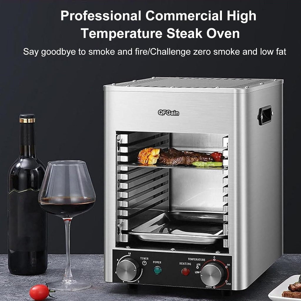 1700W Electric Steak Broiler, Indoor Commercial Steak Grill, Automatic Steak Smoker Broiler, Toaster Oven Microwave Combo, Air Fryer Oven, Time Temp Adjust-110v