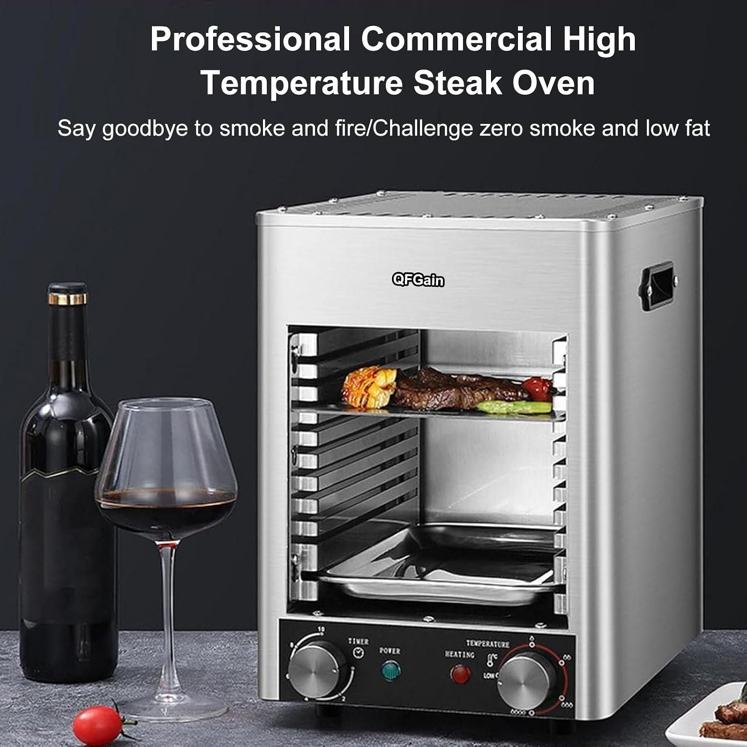1700W Electric Steak Broiler, Indoor Commercial Steak Grill, Automatic Steak Smoker Broiler, Toaster Oven Microwave Combo, Air Fryer Oven, Time Temp Adjust-220