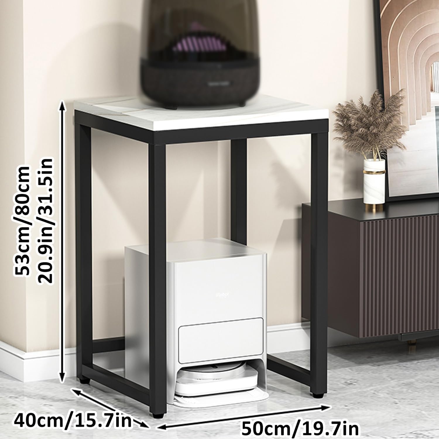 Portable Audio Rack for Game Consoles & Projectors - Media Storage Shelf & Entertainment Cabinet for Living Room & Gaming Rooms (White, 50x40x80cm)