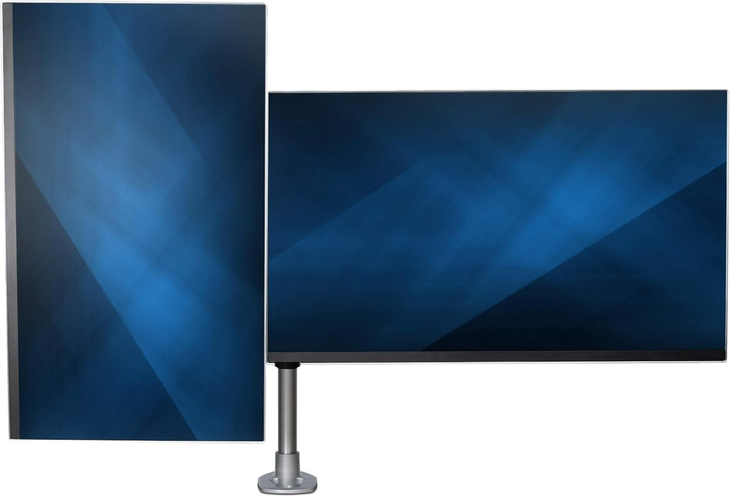 StarTech.com Desk Mount Dual Display Arm, Premium Articulating VESA Mount for Screens up to 27' (17.6lb/8kg), Height Adjustment, Rotate, Tilt, Swivel, Clamp or Grommet Base, TAA