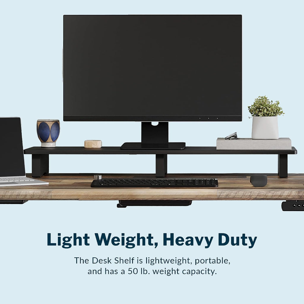 Vari Modern Monitor Riser - Large Dual Monitor Stand - Elevated Desk Shelf for Home Office Organization - Durable and Lightweight - Ideal for Computer and Gaming Setup - Black, 40'x10'x4'