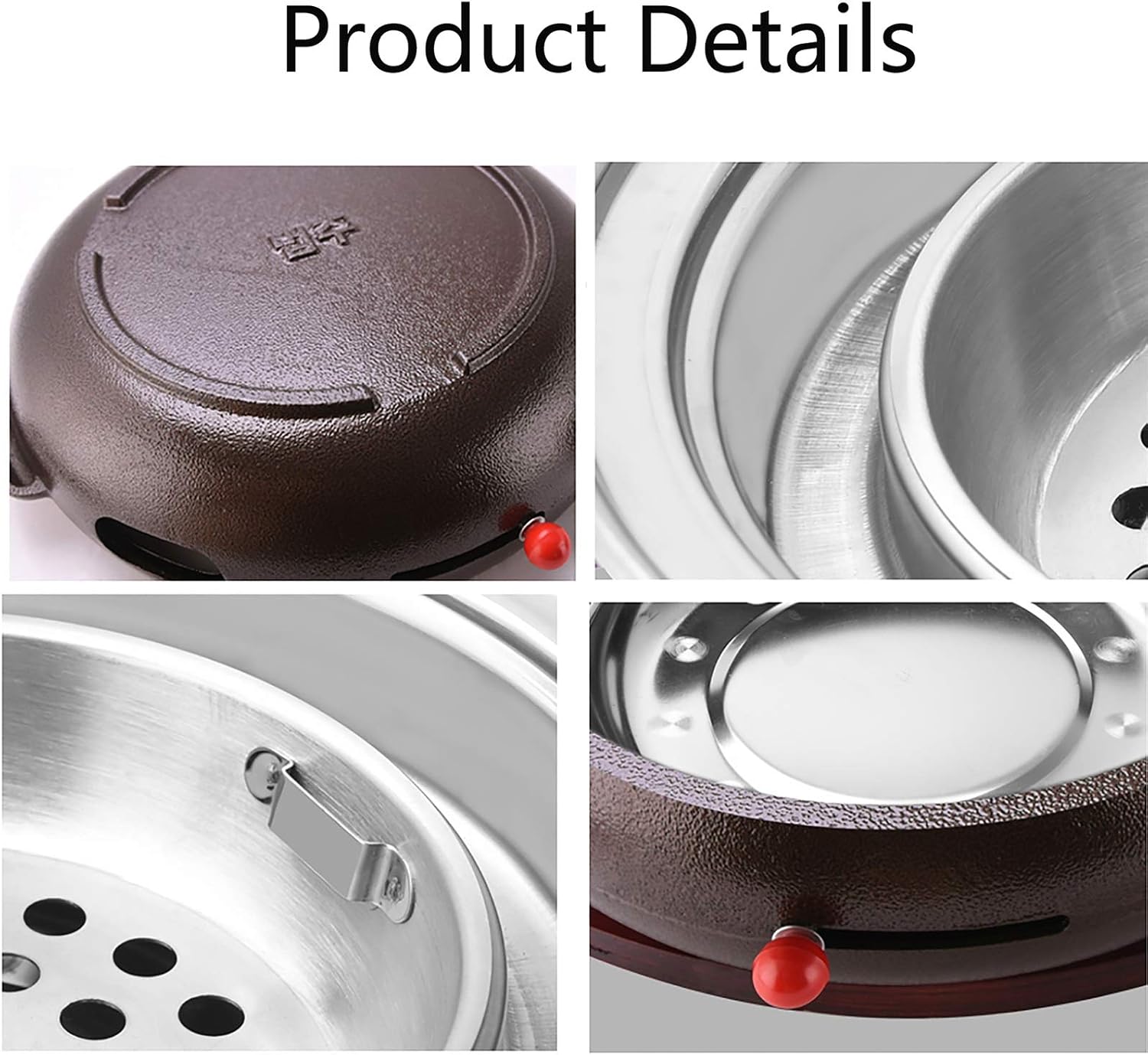 BBQ Barbeque Barbecue Grill, BBQ, Korean Household Charcoal Grill, Large Cast Iron Barbecue Meat Stove, Stainless Steel Grill Pan, 9 Styles (Color : H)