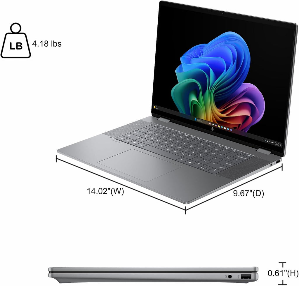 HP OmniBook X Flip 2-in-1 Laptop 16' WUXGA IPS Touch (400nits) AMD 6-core Ryzen AI 5 340 (Up to 50 Tops) 16GB RAM 1TB SSD for Creator Designer Business Professional Win11 ICP Hub