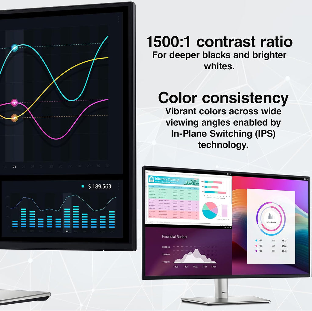 Dell P2725H 27″ Full HD (1920×1080) IPS LED 100Hz Monitor | Comfortview Plus, Height-Adjustable, Anti-Glare Display + USB-C Cable + Cleaning Kit