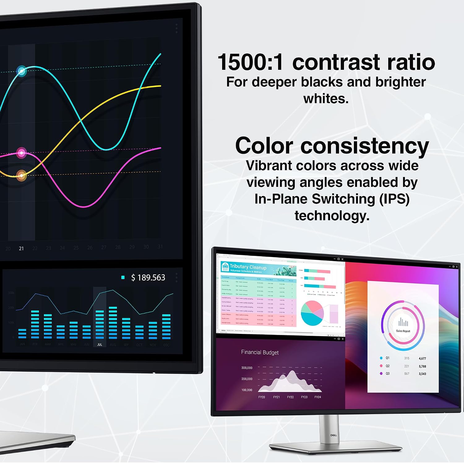 Dell P2725H 27″ Full HD (1920×1080) IPS LED 100Hz Monitor | Comfortview Plus, Height-Adjustable, Anti-Glare Display + USB-C Cable + Cleaning Kit