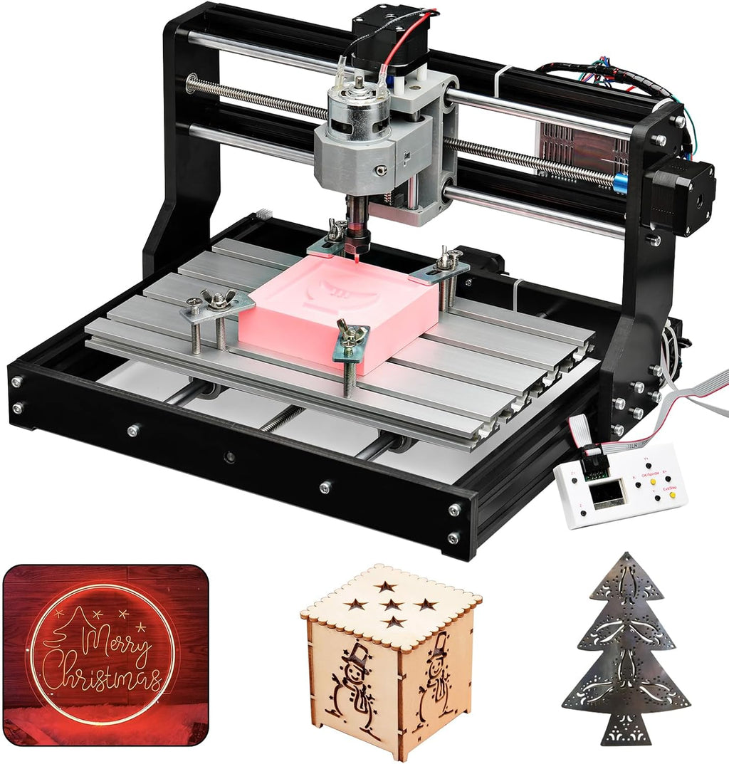 Genmitsu CNC 3018-PRO Router Kit GRBL Control 3 Axis Plastic Acrylic PCB PVC Wood Carving Milling Engraving Machine with Offline Controller, XYZ Working Area 300 x 180 x 45mm