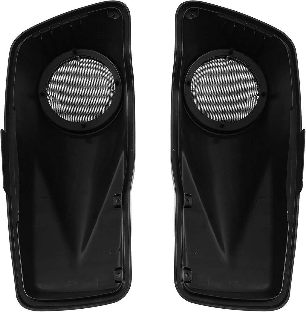 HR3 Color-Matched Black Denim Saddlebag Lids w/ 6.5' Speaker Grills Compatible with 2014-later Harley Touring Road Glide Street Glide Ultra Limited Electra Glide Standard