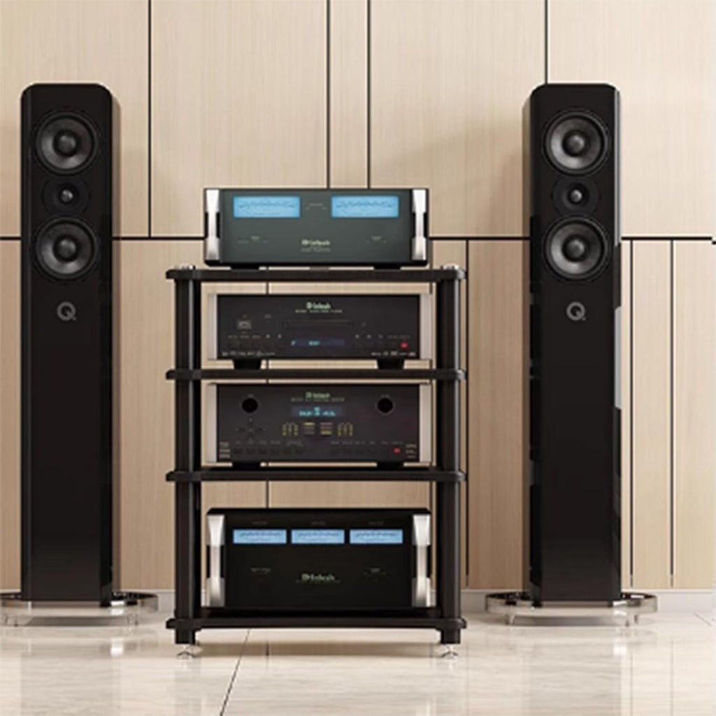 1/2/3/4 Tier Hifi Stand, AV Media Stand, Audio Storage Rack, Audio Rack Stand, Stackable Equipment Rack, Audio Rack Tower Heavy Duty for Audio Equipment, AV Component Media Stand for Home Office