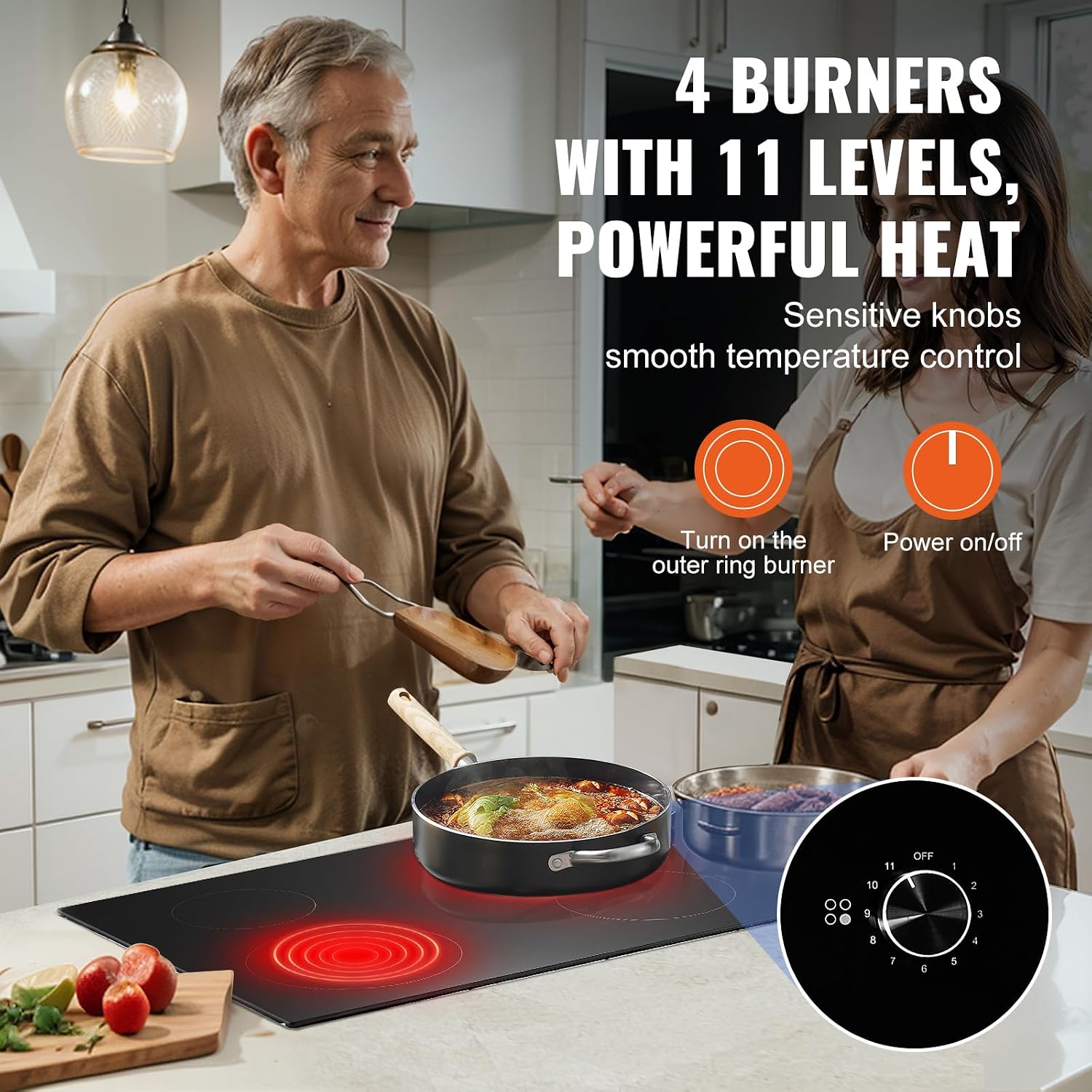 Happybuy 30 - Inch Electric Cooktop: A 7200W Marvel for Your Kitchen! This built - in stove top comes with 4 burners, a sleek glass panel, and user - friendly knob controls